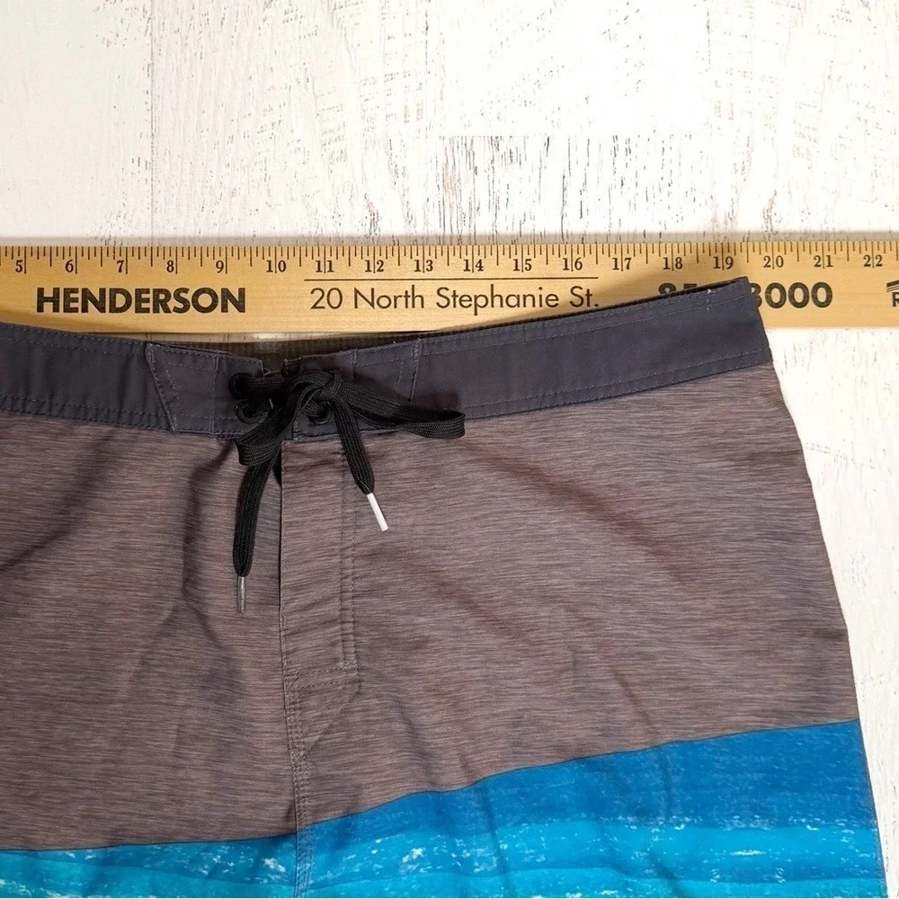 Rip Curl Mens 38 Board Shorts Blue Brown Surf Swim Trunks Quick Dry Beach